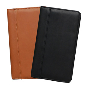 Front and Back Cover of Black Leather Secretary Padfolio