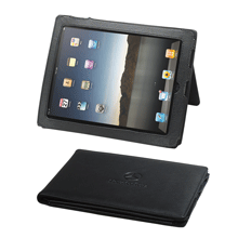 black Napa cowhide iPad case with stand