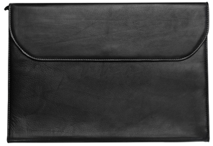 black buffed leather portfolio case