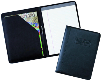 black rustic leather padfolio with ruled pad
