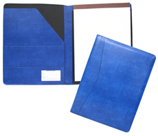 blue bonded leather padfolios with 8 1/2 x 11 pad