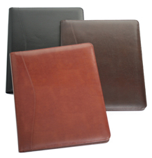 black, chestnut and british tan bonded leather business pad