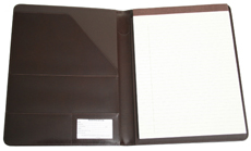 chestnut brown bonded leather padfolio inside