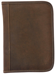 distressed brown leather junior pad folder cover