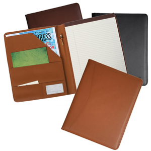 tan, navy blue and burgundy executive leather writing padfolios