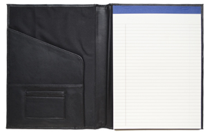 black faux leather letter size padfolio with ivory pad
