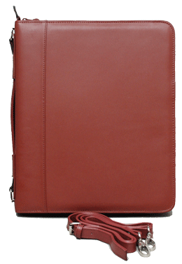 tan leather zippered portfolio