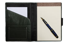 inside view of green leather classic junior padfolio
