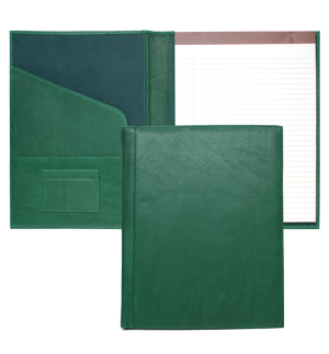 green leather letter size padfolio