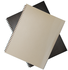 sandstone and black linen wirebound refills for leather padfolios