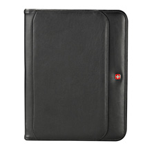 outside front view of black leather executive writing pad