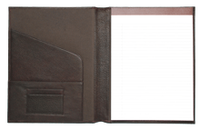 dark chocolate brown leather pad holder