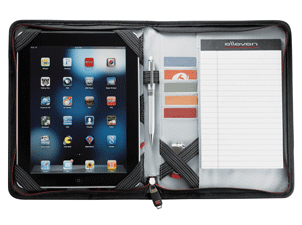 zippered nylon iPad holder with writing pad