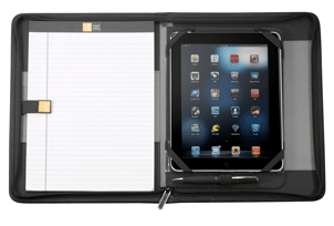 black dobby nylon zippered iPad portfolio with legal pad