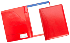 red bonded leather padfolios with writing pads