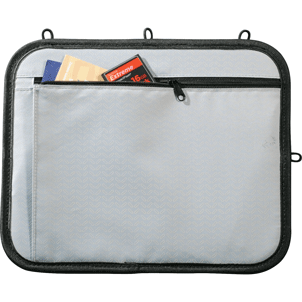 gray nylon tablet holder with loops for three ring binder use
