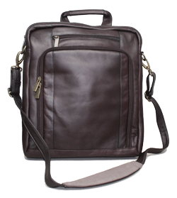 brown leather laptop briefcase with shoulder strap