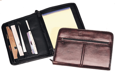 inside and outside views of leather legal-size ziparound organizers