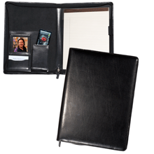 black leather portfolio with magnetic photo holder