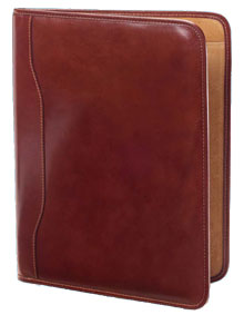 hand-stained Italian leather padfolio