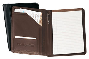 brown and black bonded leather junior writing padfolios